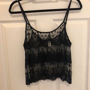 Sheer black lace top